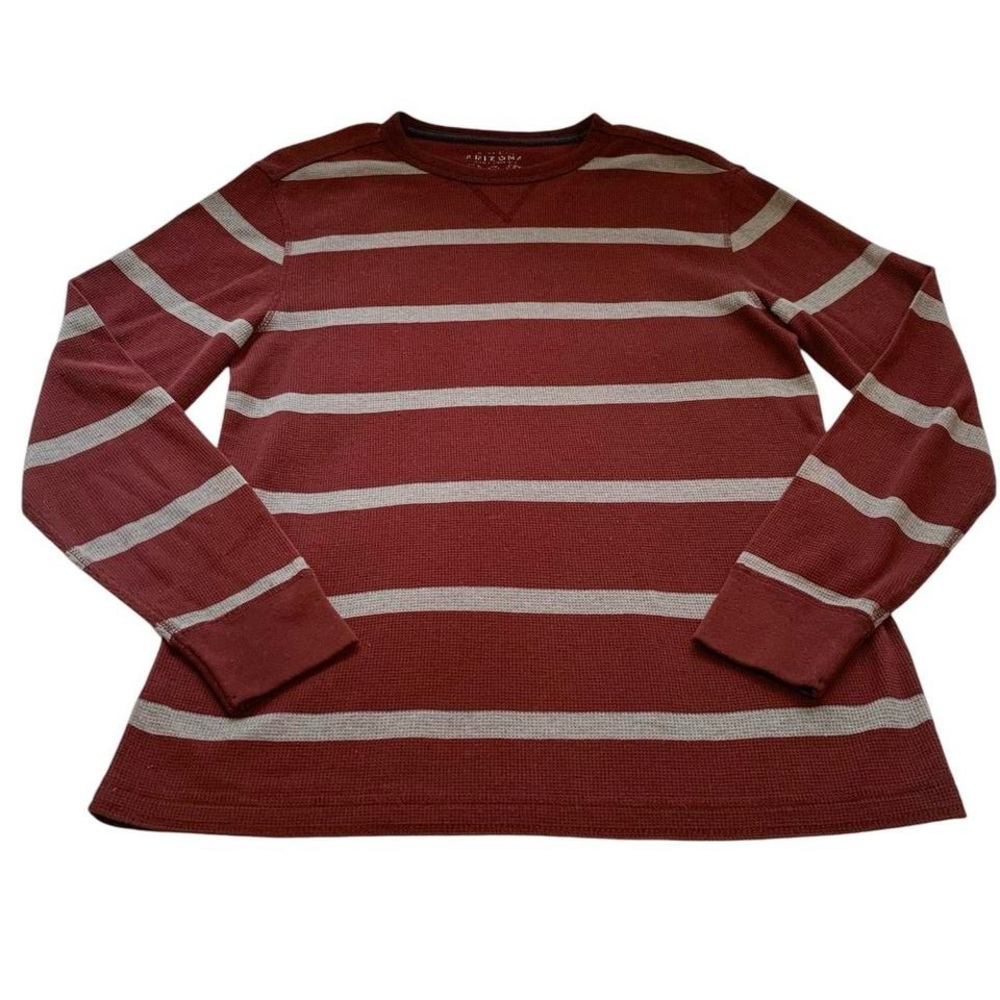 Arizona Jean Co. Burgundy & Gray Striped Shirt